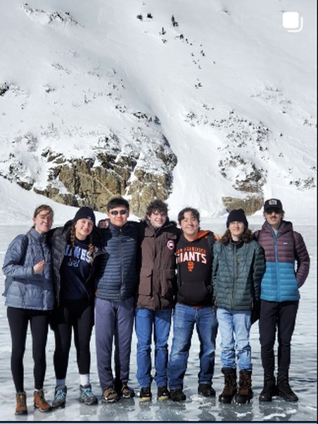 Friends on a frozen lake