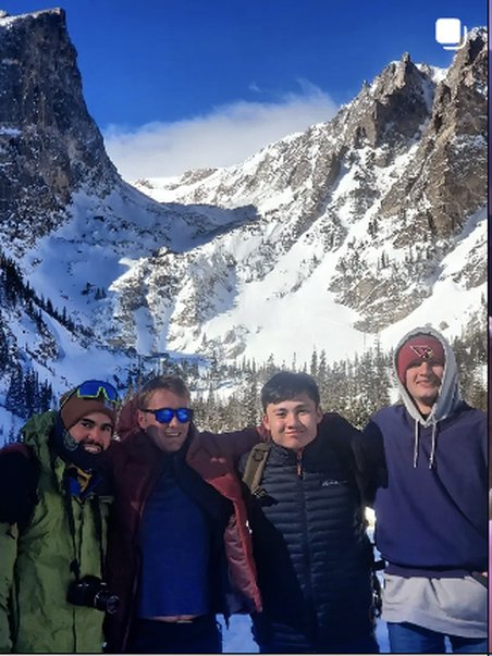 Friends in the snowy mountains
