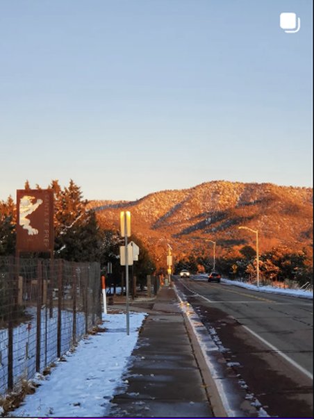 Small town road at sunset