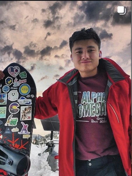 Snowboarding trip portrait