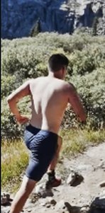 Trail running up a dusty path
