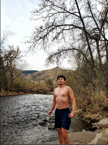 Wading in a mountain river