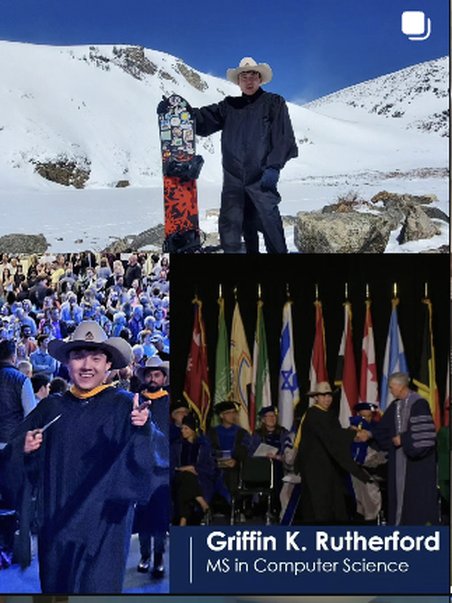 Snowboarding trip and graduation ceremony