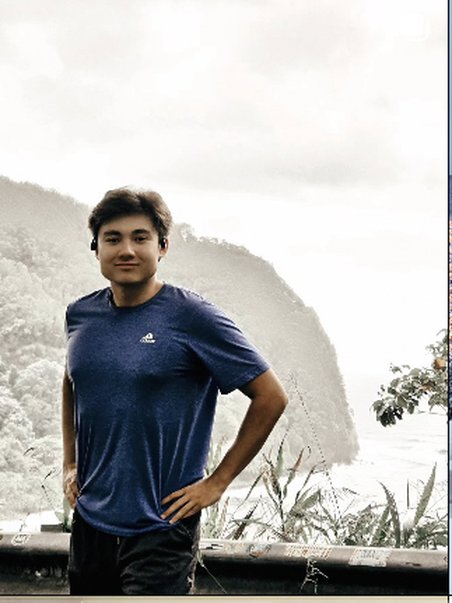 Portrait in foggy mountains