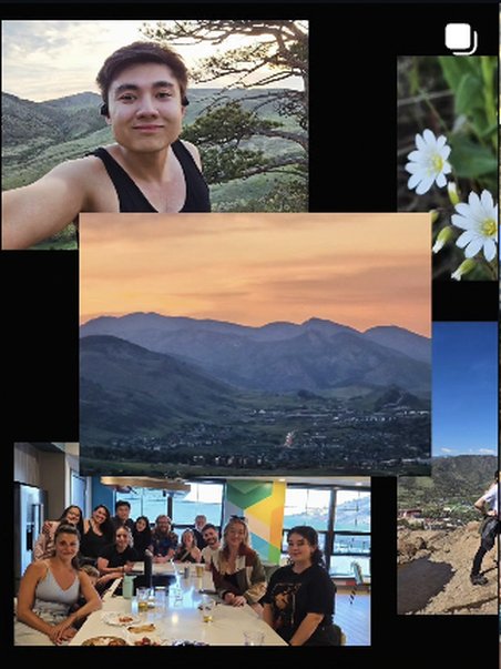 Selfie, mountains, and a wildflower